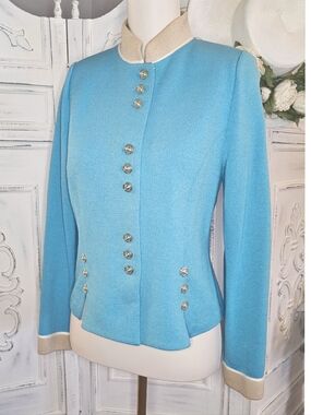 St. John Collection Aqua Blue Cardigan Jacket